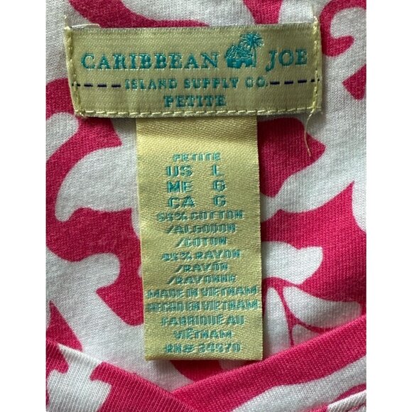 Caribbean Joe Petite Pink V-Neck Short Sleeve Pullover Top Women's Petite Large - Picture 7 of 8